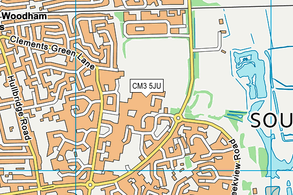 William De Ferrers School map (CM3 5JU) - OS VectorMap District (Ordnance Survey)