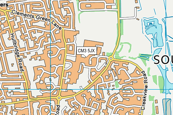 CM3 5JX map - OS VectorMap District (Ordnance Survey)