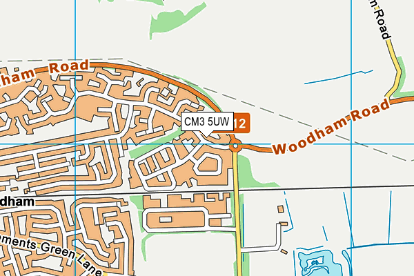 CM3 5UW map - OS VectorMap District (Ordnance Survey)