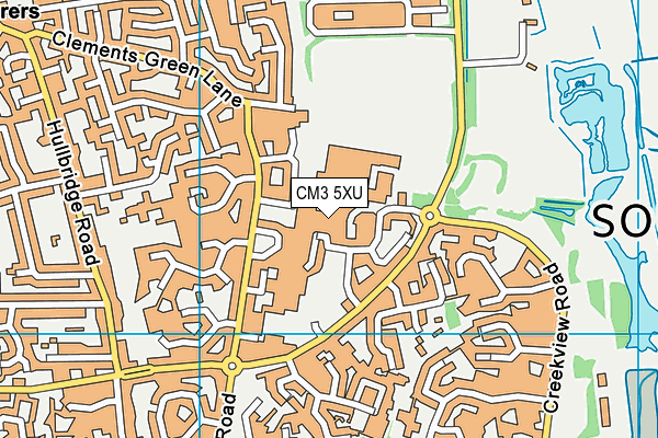 CM3 5XU map - OS VectorMap District (Ordnance Survey)
