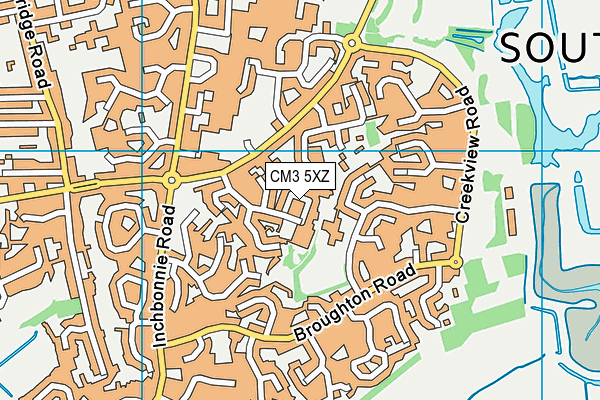 CM3 5XZ map - OS VectorMap District (Ordnance Survey)