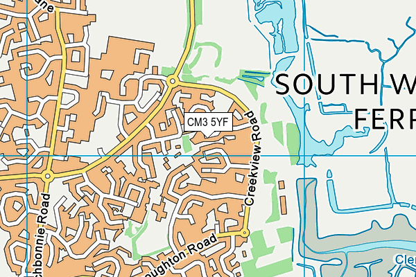 CM3 5YF map - OS VectorMap District (Ordnance Survey)