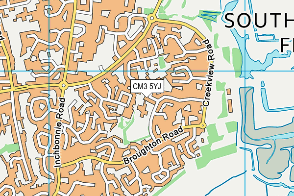 CM3 5YJ map - OS VectorMap District (Ordnance Survey)
