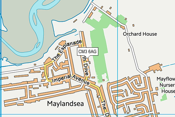 CM3 6AG map - OS VectorMap District (Ordnance Survey)