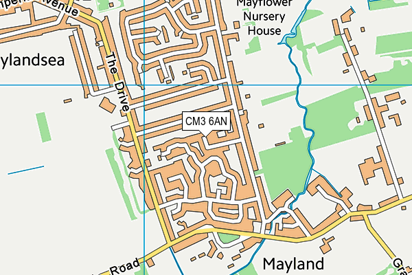CM3 6AN map - OS VectorMap District (Ordnance Survey)
