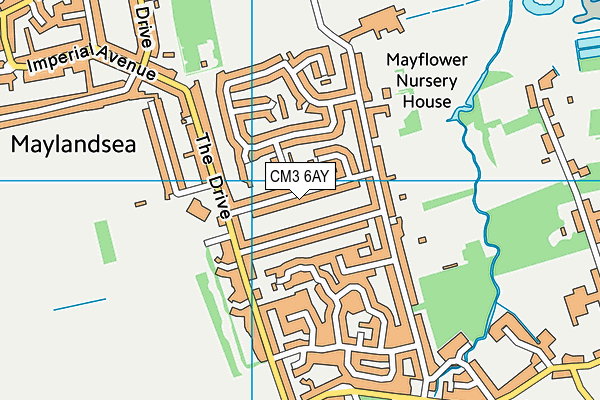 CM3 6AY map - OS VectorMap District (Ordnance Survey)