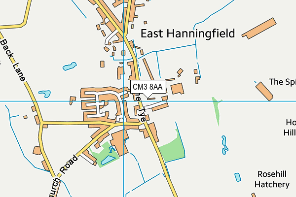 CM3 8AA map - OS VectorMap District (Ordnance Survey)