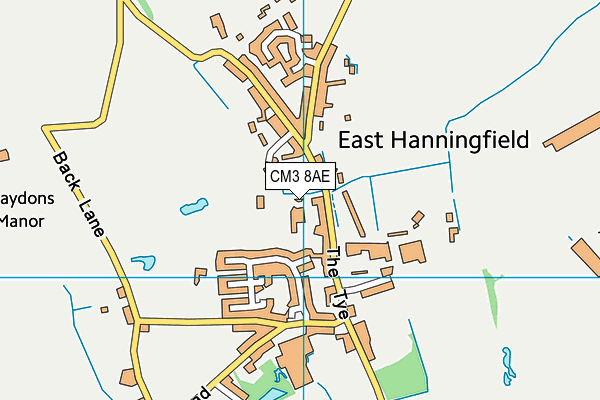 Hannas Field map (CM3 8AE) - OS VectorMap District (Ordnance Survey)