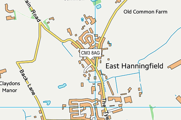 CM3 8AG map - OS VectorMap District (Ordnance Survey)