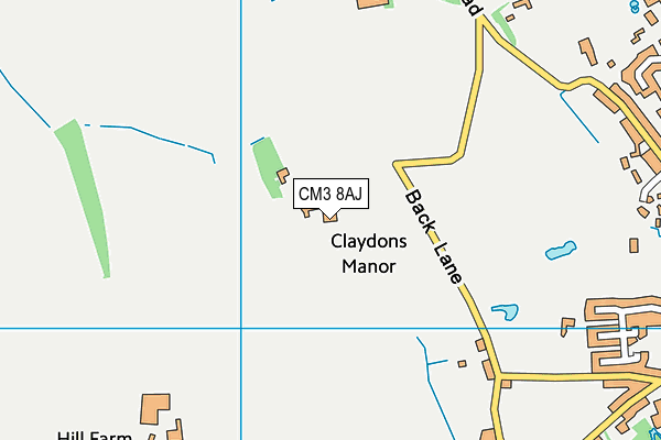 CM3 8AJ map - OS VectorMap District (Ordnance Survey)