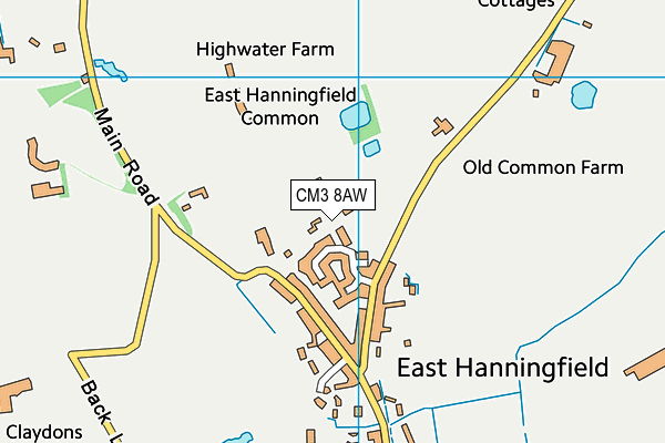 CM3 8AW map - OS VectorMap District (Ordnance Survey)