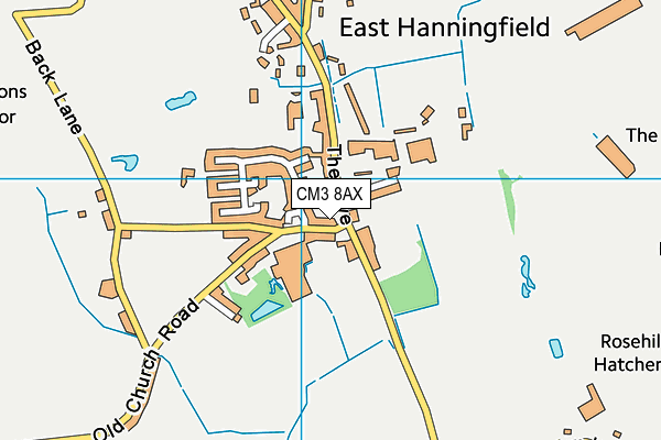 CM3 8AX map - OS VectorMap District (Ordnance Survey)