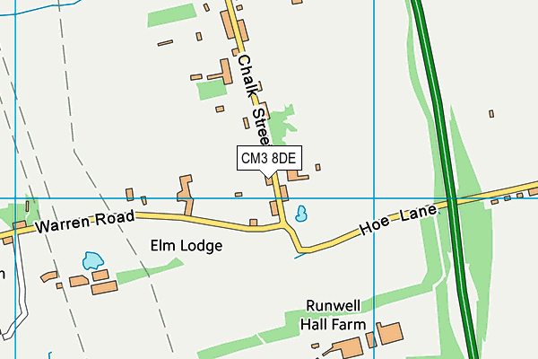 CM3 8DE map - OS VectorMap District (Ordnance Survey)