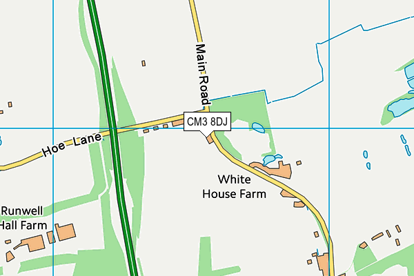 CM3 8DJ map - OS VectorMap District (Ordnance Survey)