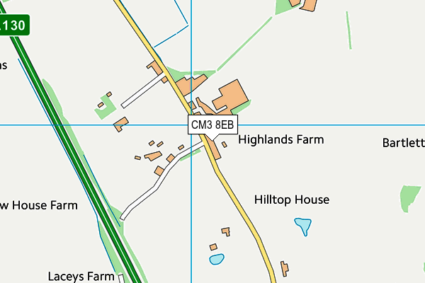 CM3 8EB map - OS VectorMap District (Ordnance Survey)