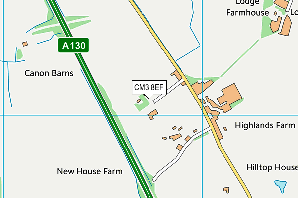 CM3 8EF map - OS VectorMap District (Ordnance Survey)