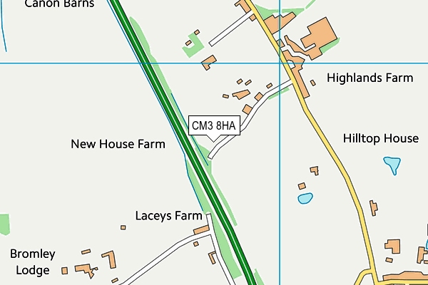 CM3 8HA map - OS VectorMap District (Ordnance Survey)