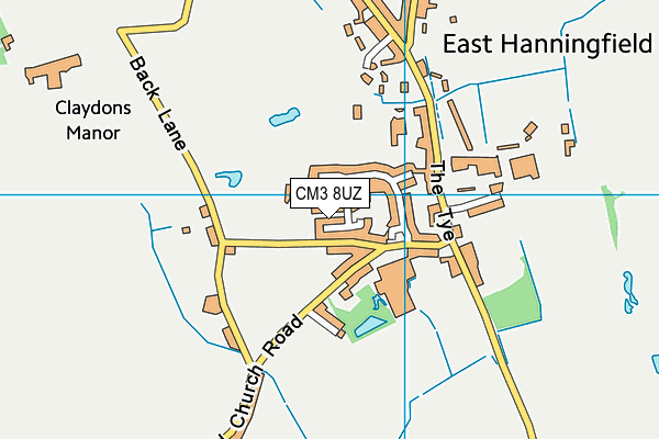 CM3 8UZ map - OS VectorMap District (Ordnance Survey)