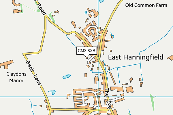 CM3 8XB map - OS VectorMap District (Ordnance Survey)
