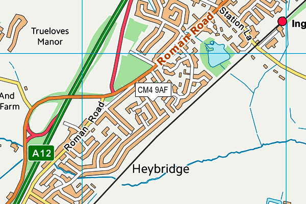 CM4 9AF map - OS VectorMap District (Ordnance Survey)