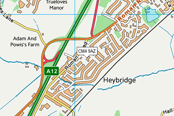 CM4 9AZ map - OS VectorMap District (Ordnance Survey)