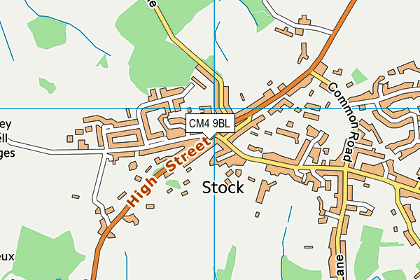 CM4 9BL map - OS VectorMap District (Ordnance Survey)