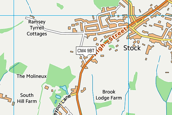 CM4 9BT map - OS VectorMap District (Ordnance Survey)