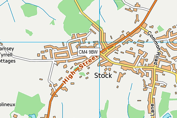 CM4 9BW map - OS VectorMap District (Ordnance Survey)