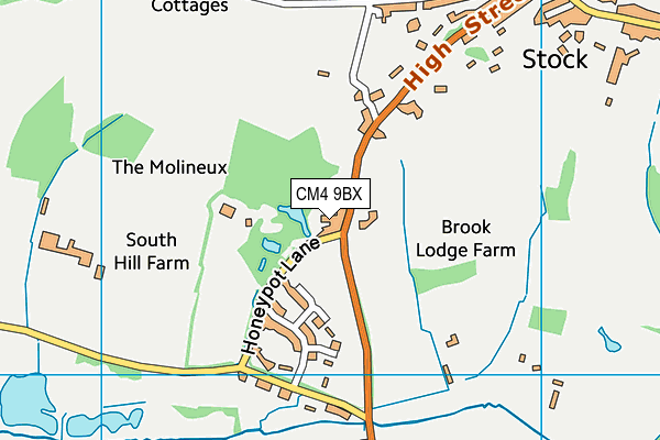 CM4 9BX map - OS VectorMap District (Ordnance Survey)