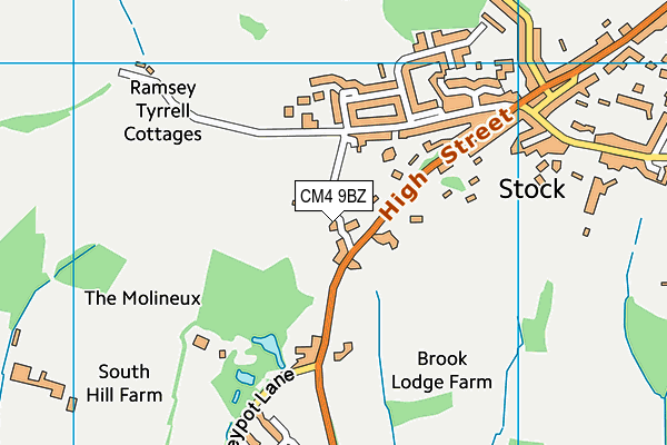 CM4 9BZ map - OS VectorMap District (Ordnance Survey)