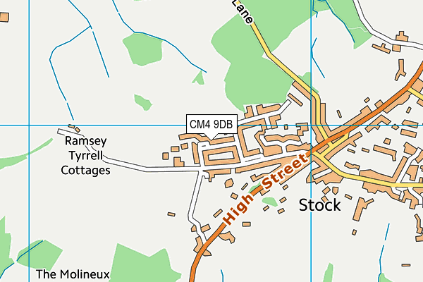 CM4 9DB map - OS VectorMap District (Ordnance Survey)