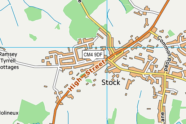 CM4 9DF map - OS VectorMap District (Ordnance Survey)