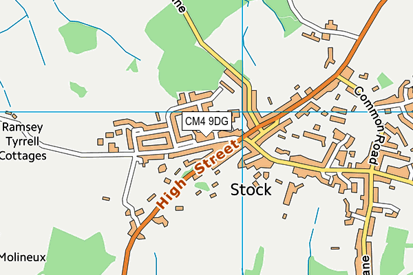 CM4 9DG map - OS VectorMap District (Ordnance Survey)