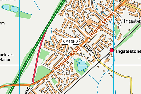 CM4 9HD map - OS VectorMap District (Ordnance Survey)