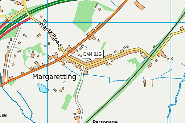 CM4 9JG map - OS VectorMap District (Ordnance Survey)