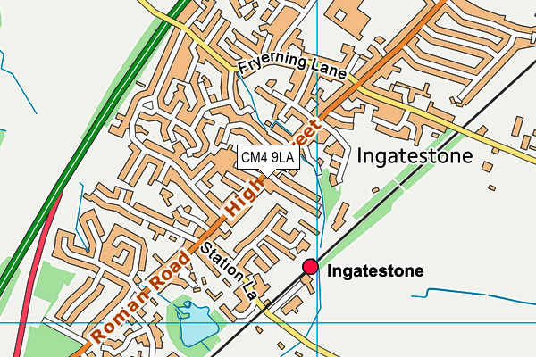 CM4 9LA map - OS VectorMap District (Ordnance Survey)