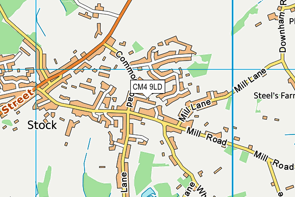 CM4 9LD map - OS VectorMap District (Ordnance Survey)