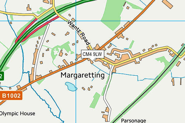 CM4 9LW map - OS VectorMap District (Ordnance Survey)