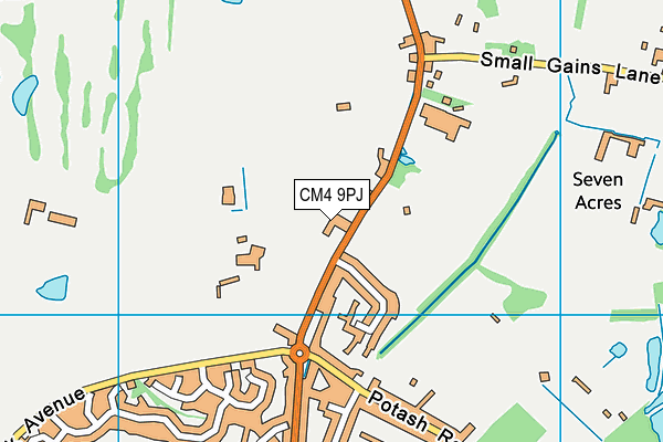 CM4 9PJ map - OS VectorMap District (Ordnance Survey)