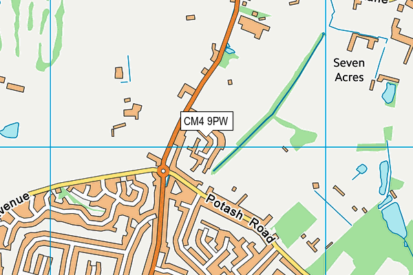 CM4 9PW map - OS VectorMap District (Ordnance Survey)