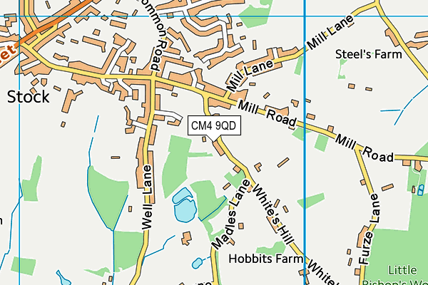 CM4 9QD map - OS VectorMap District (Ordnance Survey)