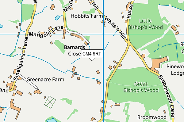 CM4 9RT map - OS VectorMap District (Ordnance Survey)