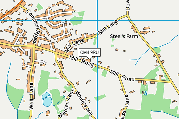 CM4 9RU map - OS VectorMap District (Ordnance Survey)