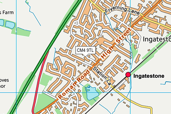 CM4 9TL map - OS VectorMap District (Ordnance Survey)
