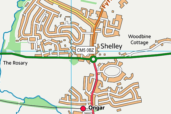 CM5 0BZ map - OS VectorMap District (Ordnance Survey)