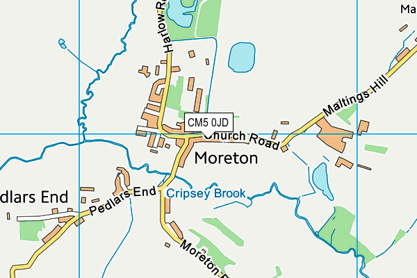 Moreton Church of England Voluntary Aided Primary School map (CM5 0JD) - OS VectorMap District (Ordnance Survey)