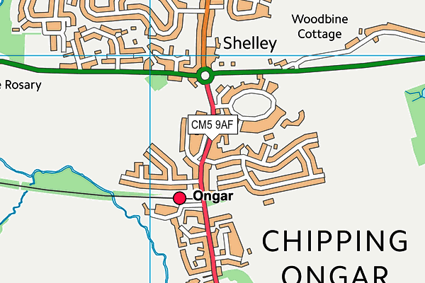 CM5 9AF map - OS VectorMap District (Ordnance Survey)