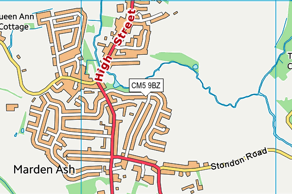 CM5 9BZ map - OS VectorMap District (Ordnance Survey)