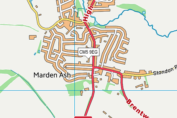 CM5 9EG map - OS VectorMap District (Ordnance Survey)