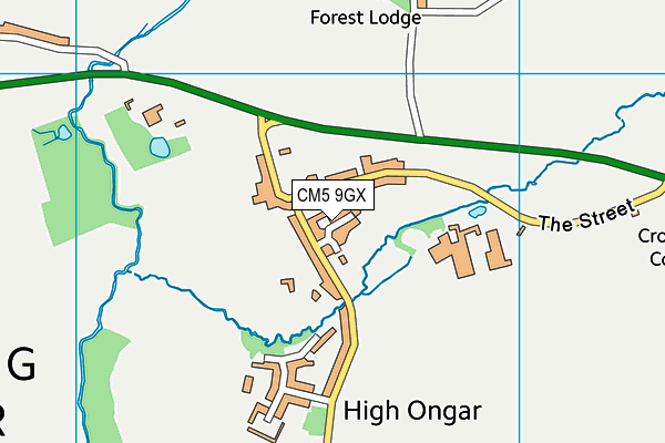 CM5 9GX map - OS VectorMap District (Ordnance Survey)